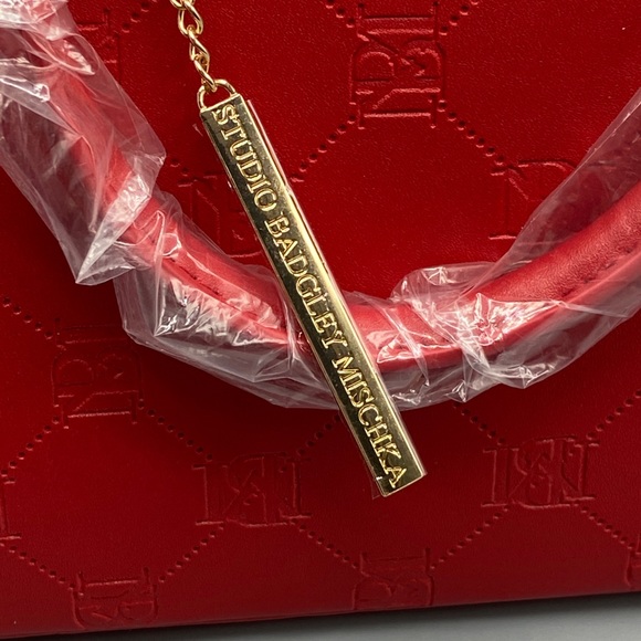 Badgley Mischka Red Logo Satchel Purse - Picture 4 of 7